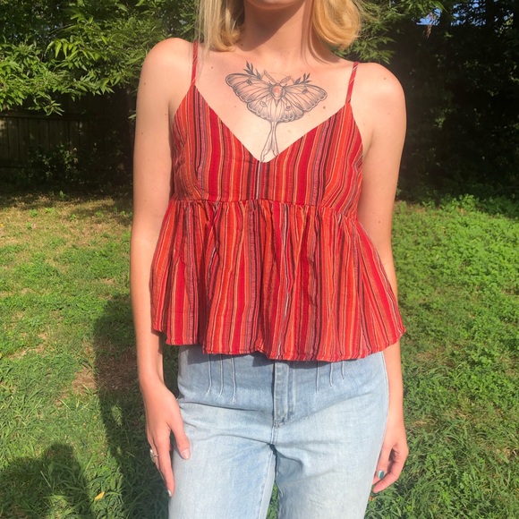 Double V striped cotton tank top. - Picture 2 of 5